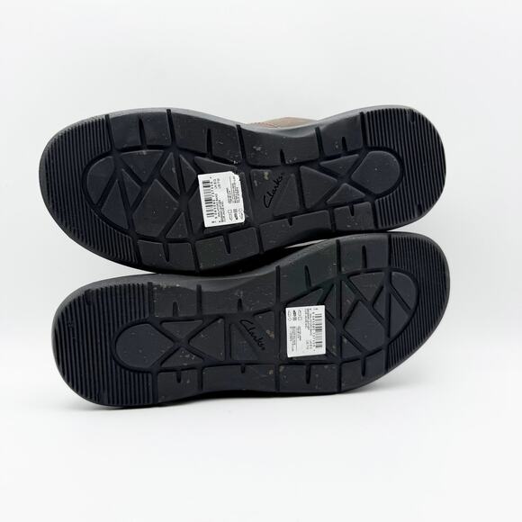 Clarks Mens Walkford Band Sandals US 7 Dark Brown Beeswax Leather Slip On NIB